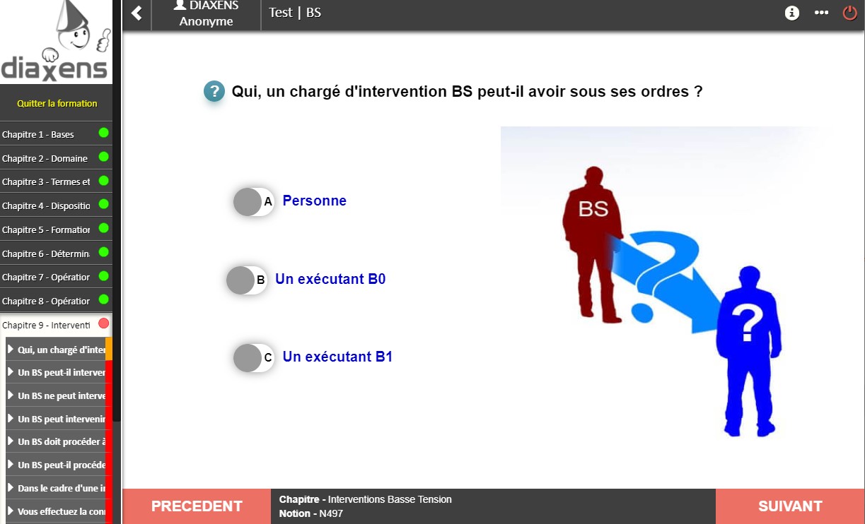 capture d'une question du logiciel